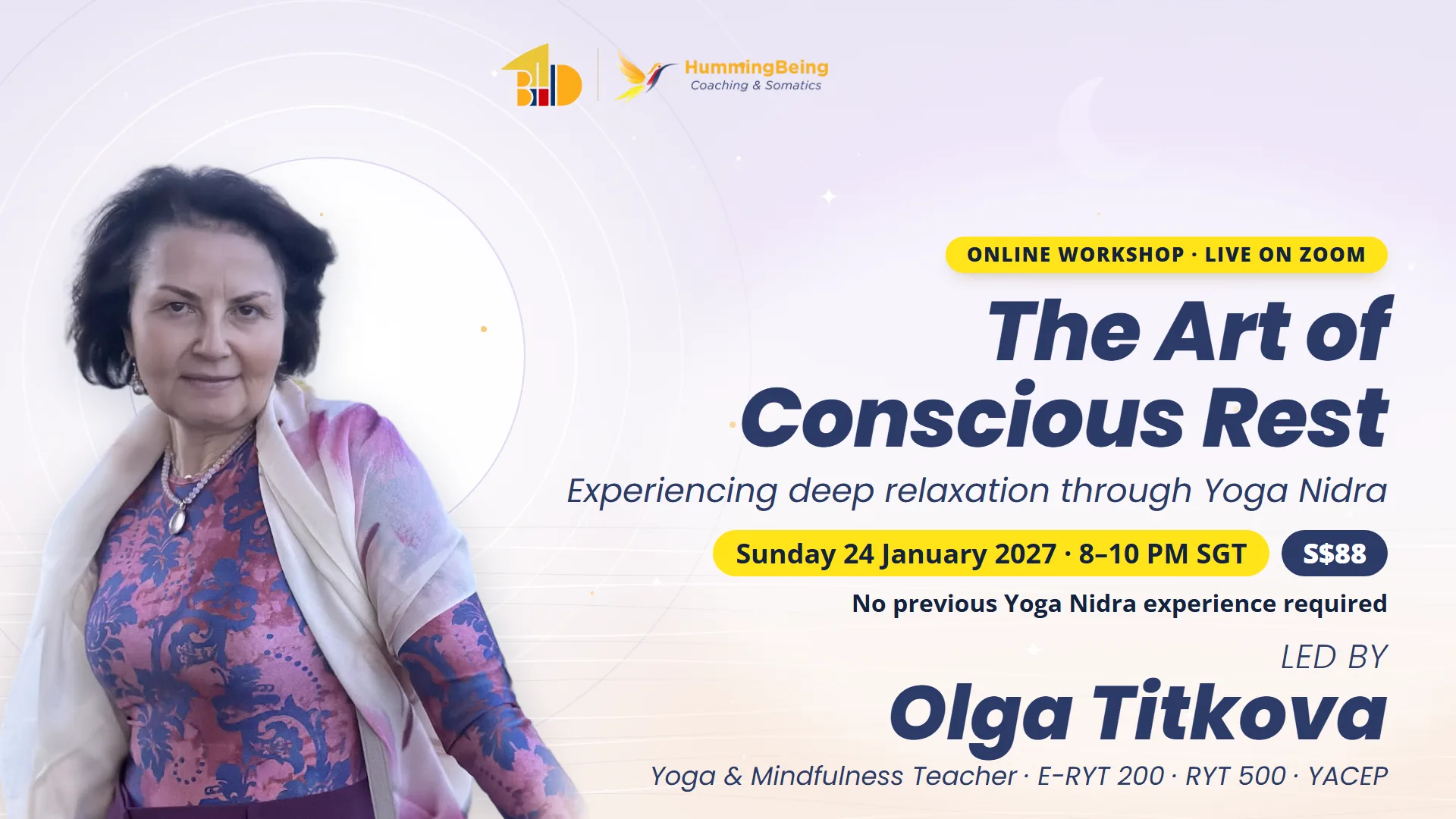 The Art of Conscious Rest — online Yoga Nidra workshop with Olga Titkova, 24 January 2027